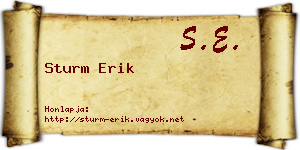 Sturm Erik névjegykártya